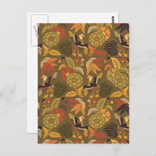 歌舞伎フローラヴィンテージ日本のパターン ポストカード (正面/裏面)