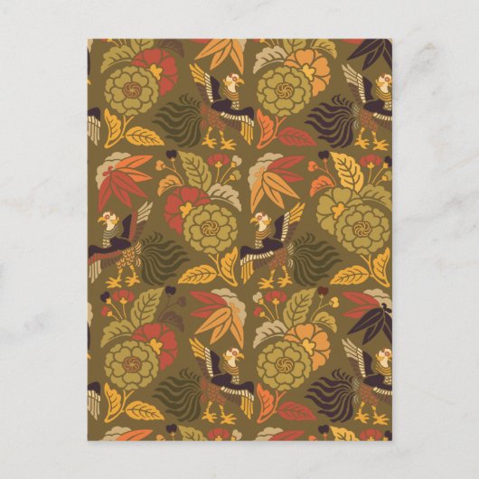 歌舞伎フローラヴィンテージ日本のパターン ポストカード (正面)