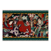 歌舞伎日本のの侍カラフルの戦場