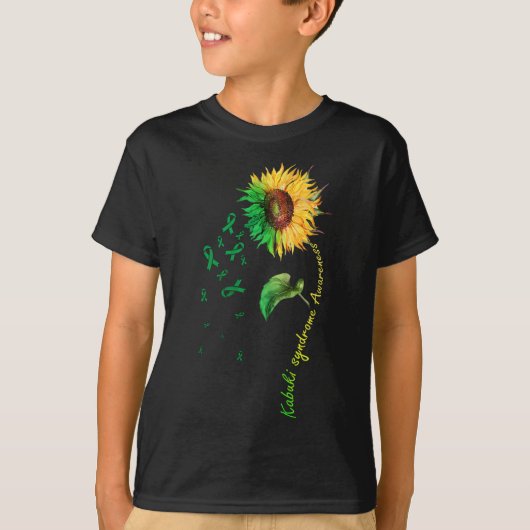 歌舞伎症候群認識度ひまわりダウン症候群 Tシャツ (正面)