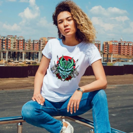 歌舞伎鬼面とスカル Tシャツ