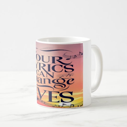 歌詞は人生を変えることができる コーヒーマグカップ (正面右)