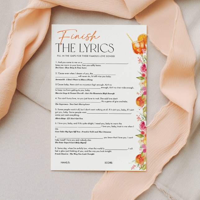 歌詞完成 ブライダルシャワーゲーム スプリッツァー (Finish the lyrics Bridal Shower Game | Love at First Spritz theme)