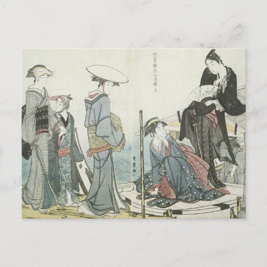 歌麿の四季花1784年アート ポストカード (正面)