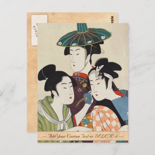 歌麿若手歌舞伎役者喜多川三人歌麿 ポストカード (正面/裏面)