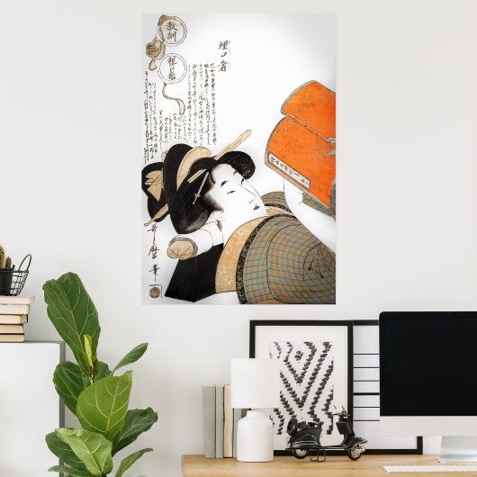 歌麿読の女 ポスター (ホームオフィス)