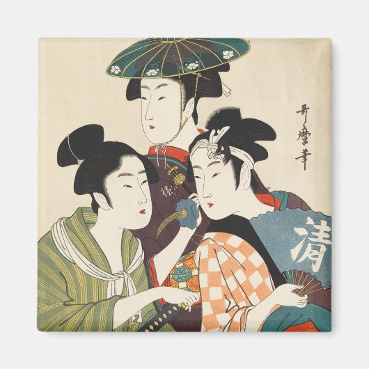 歌麿（うたまろ） 3人 マグネット (正面)