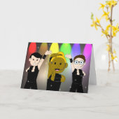 歌，ダンス，ウルクゲイ誕生日カード カード (黄色い花)