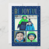 歓びに満ちたカラフルな雪の降る写真の合成 シーズンカード (正面)