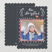 「歓びに満ちて」チョークボード ホリデー クリスマス フォト カード (正面/裏面)