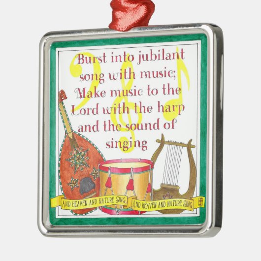歓喜する歌のクリスマスのオーナメントに破烈させて下さい メタルオーナメント (左)