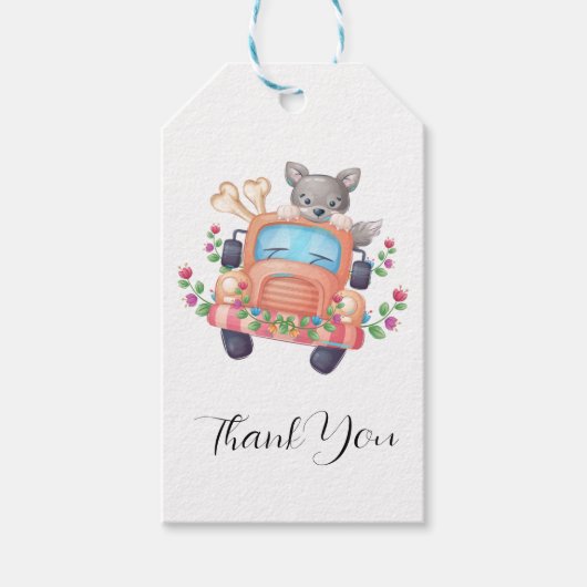 歓喜とキュートな灰色の狼 ギフトタグ (正面)