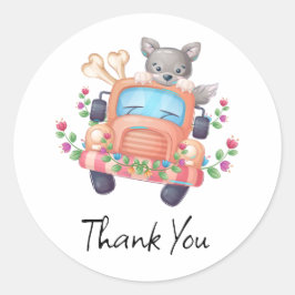 歓喜とキュートな灰色の狼 ラウンドシール