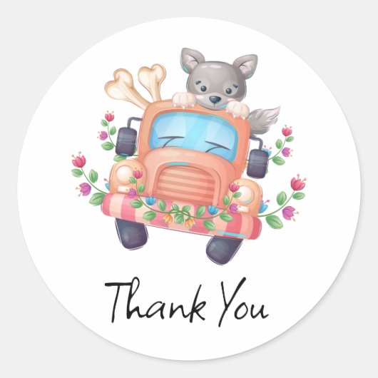 歓喜とキュートな灰色の狼 ラウンドシール (正面)