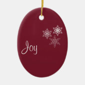 歓喜と平和と雪片赤と白3ミニマル セラミックオーナメント (正面)