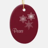 歓喜と平和と雪片赤と白3ミニマル セラミックオーナメント (裏面)
