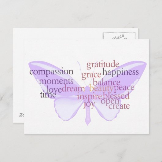 歓喜と感謝の蝶はがき ポストカード (正面/裏面)