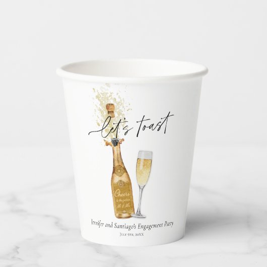歓喜に満ちたカップルの婚約パーティーを祝おう 紙コップ (正面)