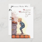 歓喜に満ちた感謝祭の招待状ヴィンテージスタイル 招待状 (正面/裏面)