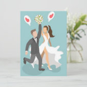 歓喜に満ちた水彩画のカップル 結婚おめでとう 招待状 (スタンド正面)
