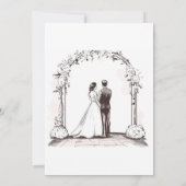 歓喜に満ちた水彩画のカップル 結婚おめでとう 招待状 (裏面)