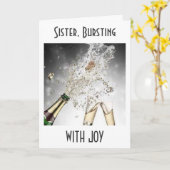 歓喜に満ち溢れる妹とお祝い カード (黄色い花)