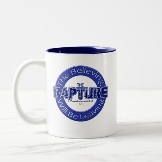 歓喜のキリスト教の宗教ことわざのコーヒーカップ ツートーンマグカップ (左)