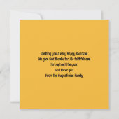 歓喜のクワンザァ原則クロスワード カード (裏面)