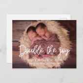 歓喜の双子の誕生の発表を2倍にする ポストカード (正面/裏面)