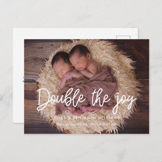 歓喜の双子の誕生の発表を2倍にする ポストカード (正面/裏面)