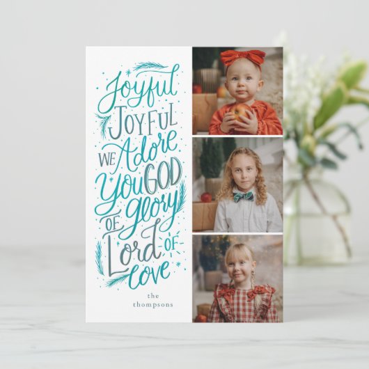 歓喜の宗教的な写真カード冬のネイビーブルー シーズンカード (スタンド正面)