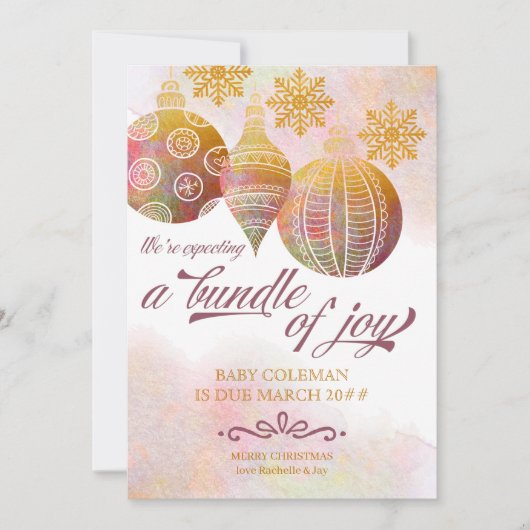 歓喜の束フォトクリスマスオーナメント妊娠 案内状 (正面)