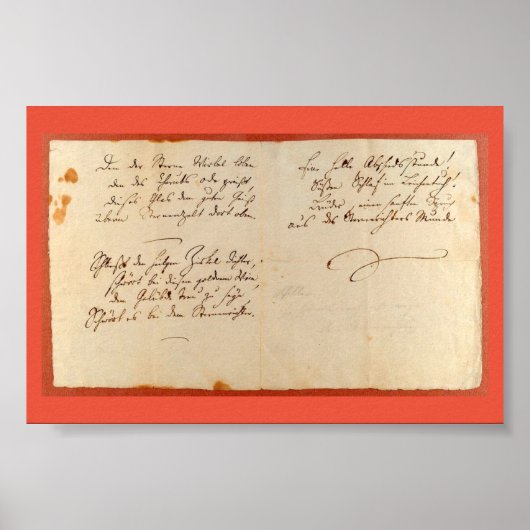 歓喜の歌（シラー – 自筆原稿） ポスター (正面)