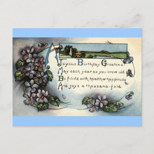 歓喜の誕生日グリーティングレプロヴィンテージ1918 ポストカード (正面)