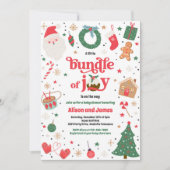 歓喜の赤い冬の赤伝統的ちゃんシャワーの束 招待状 (正面)