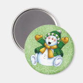 歓喜の雪だるまラウンドマグネット マグネット (正面/裏面)