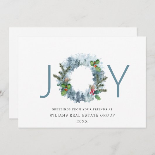 歓喜の風景のリース クリスマスの森からのグリーティング シーズンカード (正面/裏面)