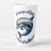 歓喜の飛躍：の祝イルカの知性 カフェラテマグ (正面)