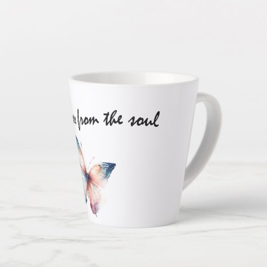 歓喜は魂から湧き上がる蝶 カフェラテマグ (右アングル)