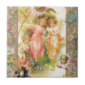 歓喜-天使および花 タイル (正面)