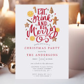 歓喜！水彩クリスマスパーティで、食べて、飲んで、楽しく！ 招待状