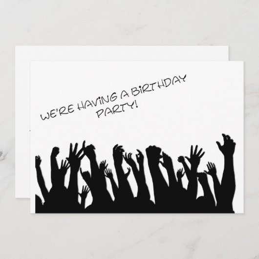 歓声に満ちた群衆による誕生日パーティーの招待 招待状 (正面/裏面)