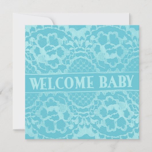 歓迎およびレースの新生児の発表 案内状 (正面)