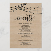 歓迎および旅程を結婚する素朴なひもライト プログラム (裏面)