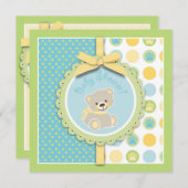 歓迎されたくまの招待状の正方形 招待状 (正面/裏面)