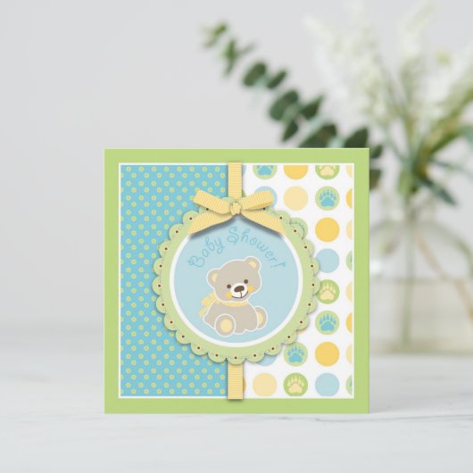 歓迎されたくまの招待状の正方形 招待状 (スタンド正面)