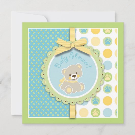 歓迎されたくまの招待状の正方形 招待状 (正面)