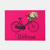 歓迎されたバイクの自転車の花のドア・マットのピンク ドアマット (正面)