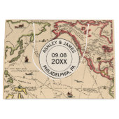 歓迎されたバッグの結婚、ヴィンテージの世界の冒険の地図 ラージペーパーバッグ (正面)