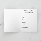 歓迎されたベビーの発表 招待状 (内部)